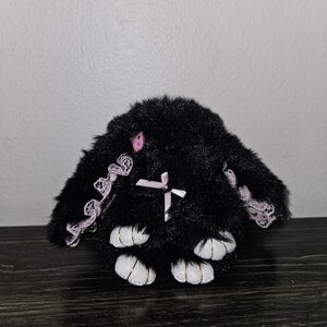 Black Plush Bunny with Pink Accents